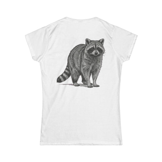 Color: White | Pencil Sketch Art Raccoon Women's Tee