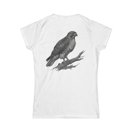 Color: White | Pencil Sketch Art Red-Tailed Hawk Women's Tee