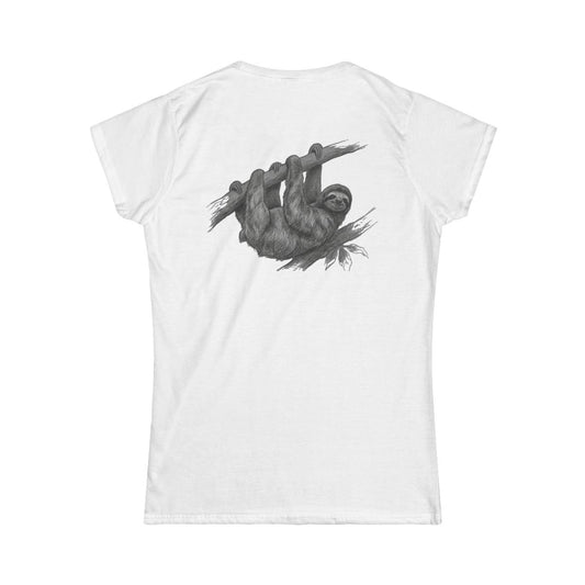 Color: White | Pencil Sketch Art Sloth Women's Tee