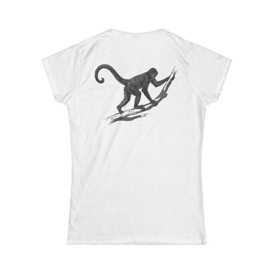 Color: White | Pencil Sketch Art Spider Monkey Women's Tee