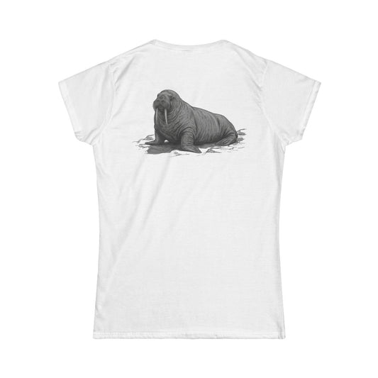 Color: White | Pencil Sketch Art Walrus Women's Tee