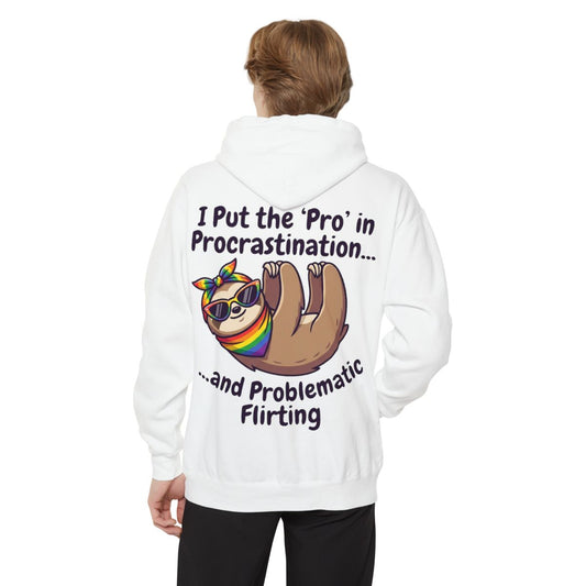 Color: White | Pro in Problematic Flirting Garment-Dyed Hoodie