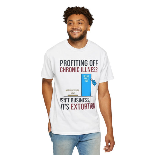 Color: White | Protest Series - Healthcare Is A Right Unisex Garment-Dyed Tee
