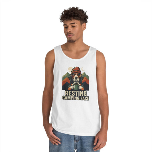 Color: White | Resting Camping Face Tank Top