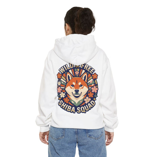 Color: White | Shiba Squad Garment-Dyed Hoodie