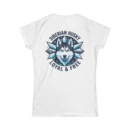 Color: White | Siberian Husky Loyal & Free Women's Tee