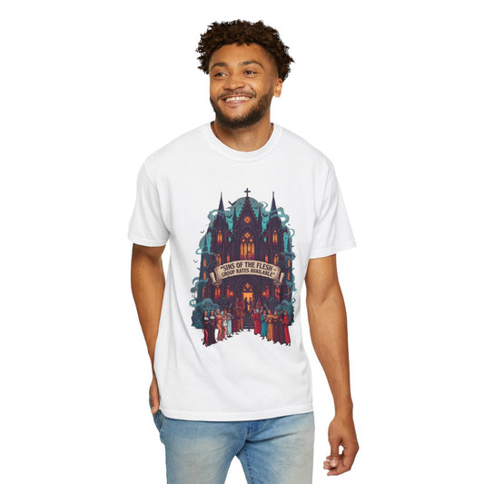 Color: White | Sins of The Flesh Group Rates Unisex Garment-Dyed Tee