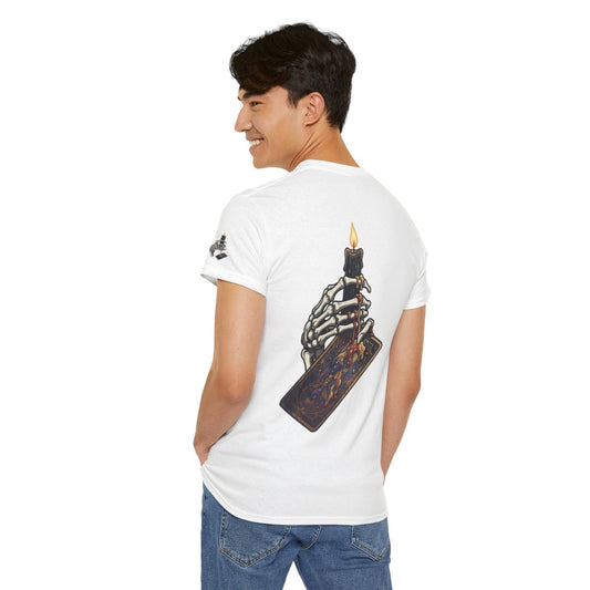 Color: White | Skeletal Hand And Tarot Card Premium Graphic Tee