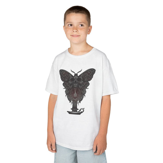 Color: White | Skeleton Moth Kids Tee