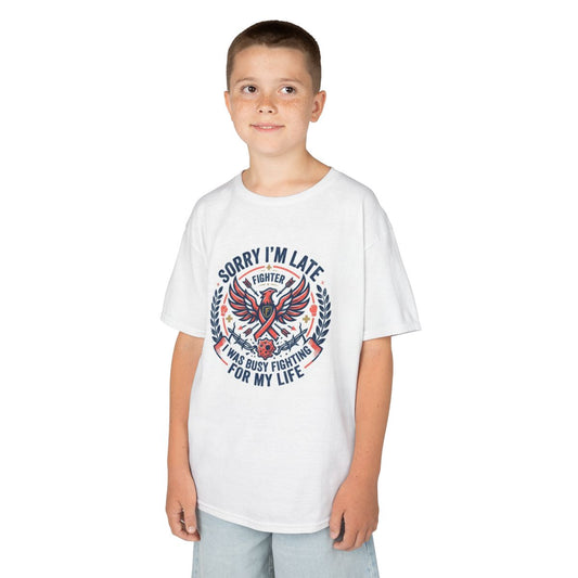 Color: White | Sorry I'm Late- Fighting For My Life Kids Tee