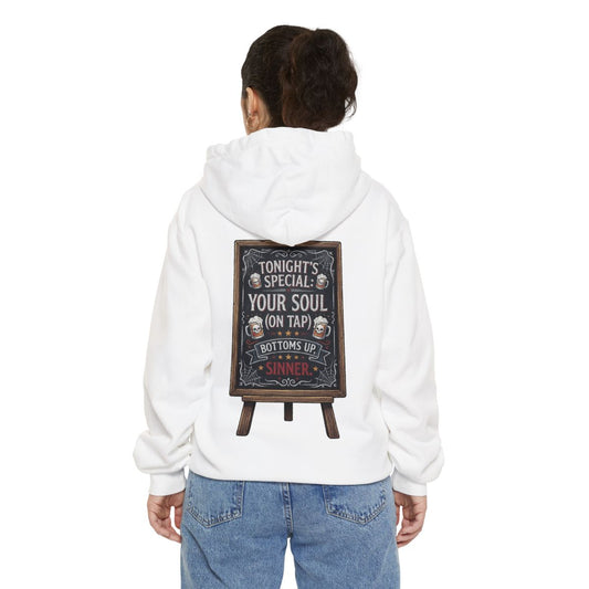 Color: White | Soul On Tap Garment-Dyed Hoodie