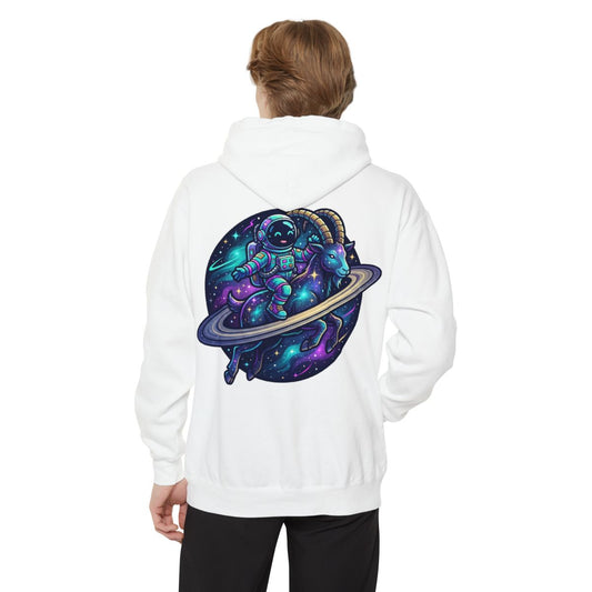 Color: White | Space Explorer Capricorn Garment-Dyed Hoodie
