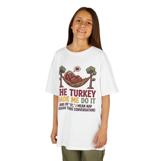 Color: White | The Turkey Made Me Do It Kids Tee