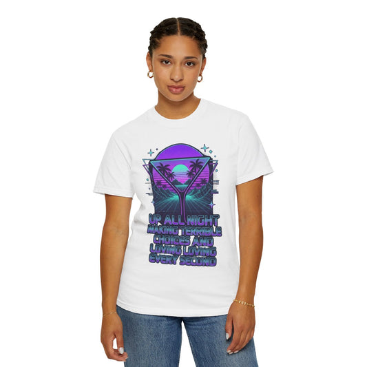 Color: White | Up All Night Unisex Garment-Dyed Tee