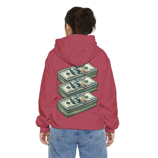 Color: Crimson | 100 Bucks Garment-Dyed Hoodie