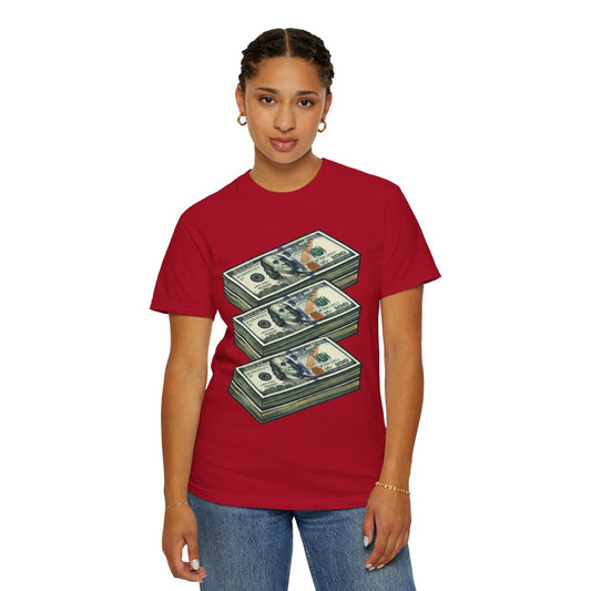 Color: Red | 100 Bucks Unisex Garment-Dyed Tee