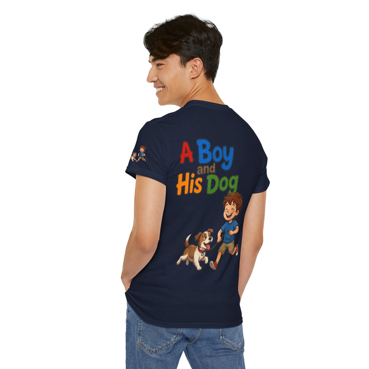 Color: Navy | A Boy And His Dog Premium Graphic Tee
