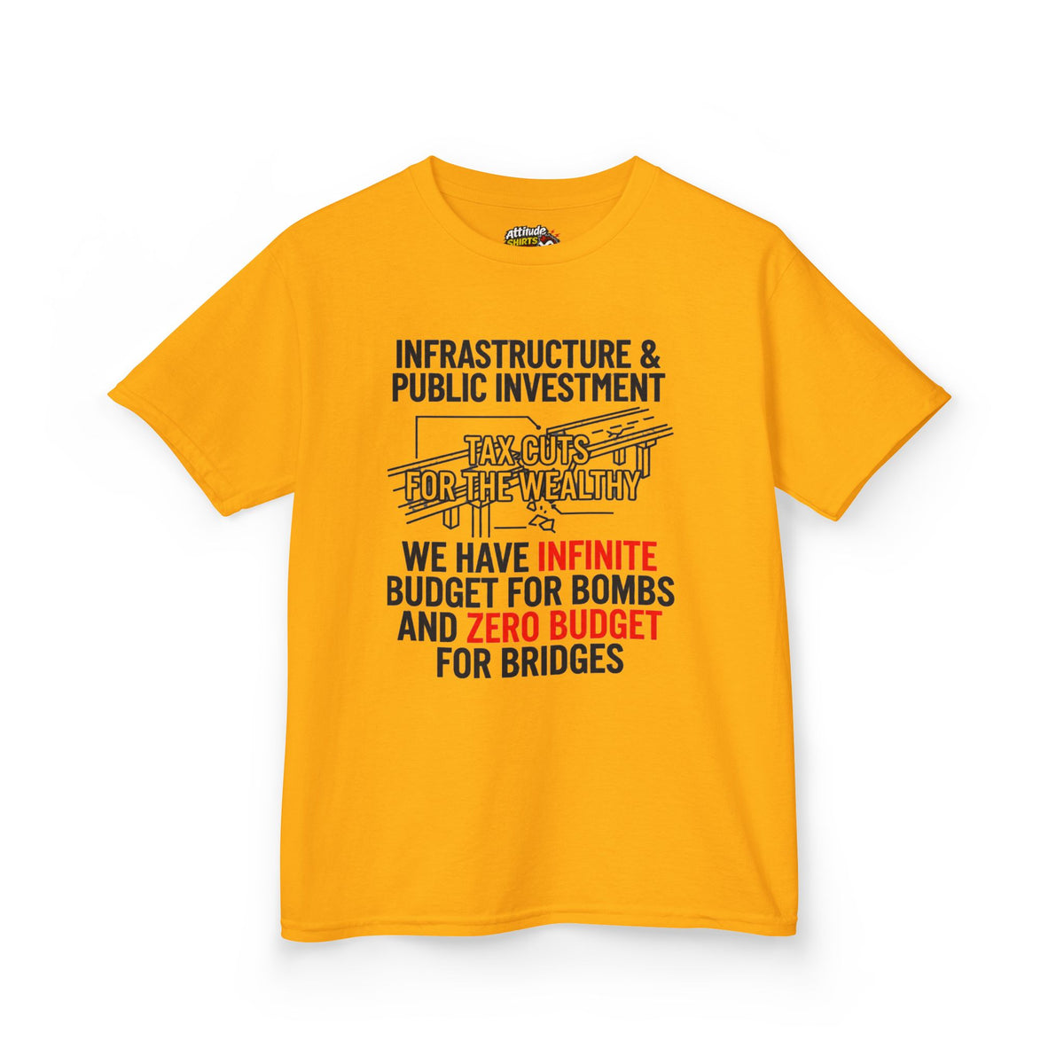 Color: Gold | Protest Series - Fix The Roads Kids Tee