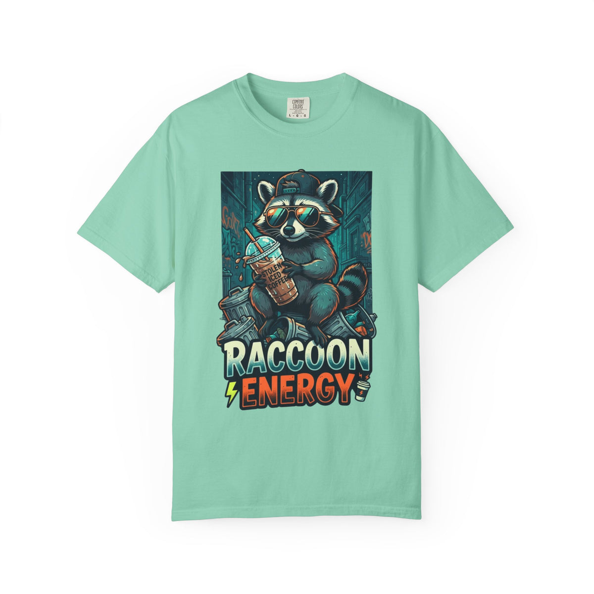 "Raccoon Energy" Unisex Garment-Dyed Tee