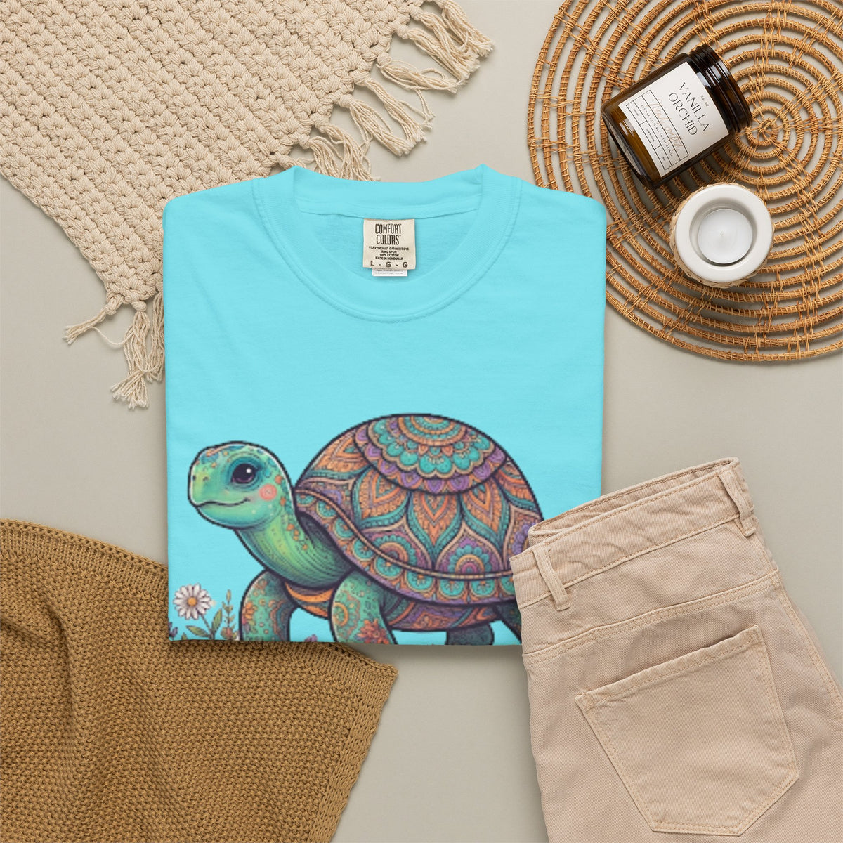 "Hippy Turtle" Unisex Garment-Dyed Tee