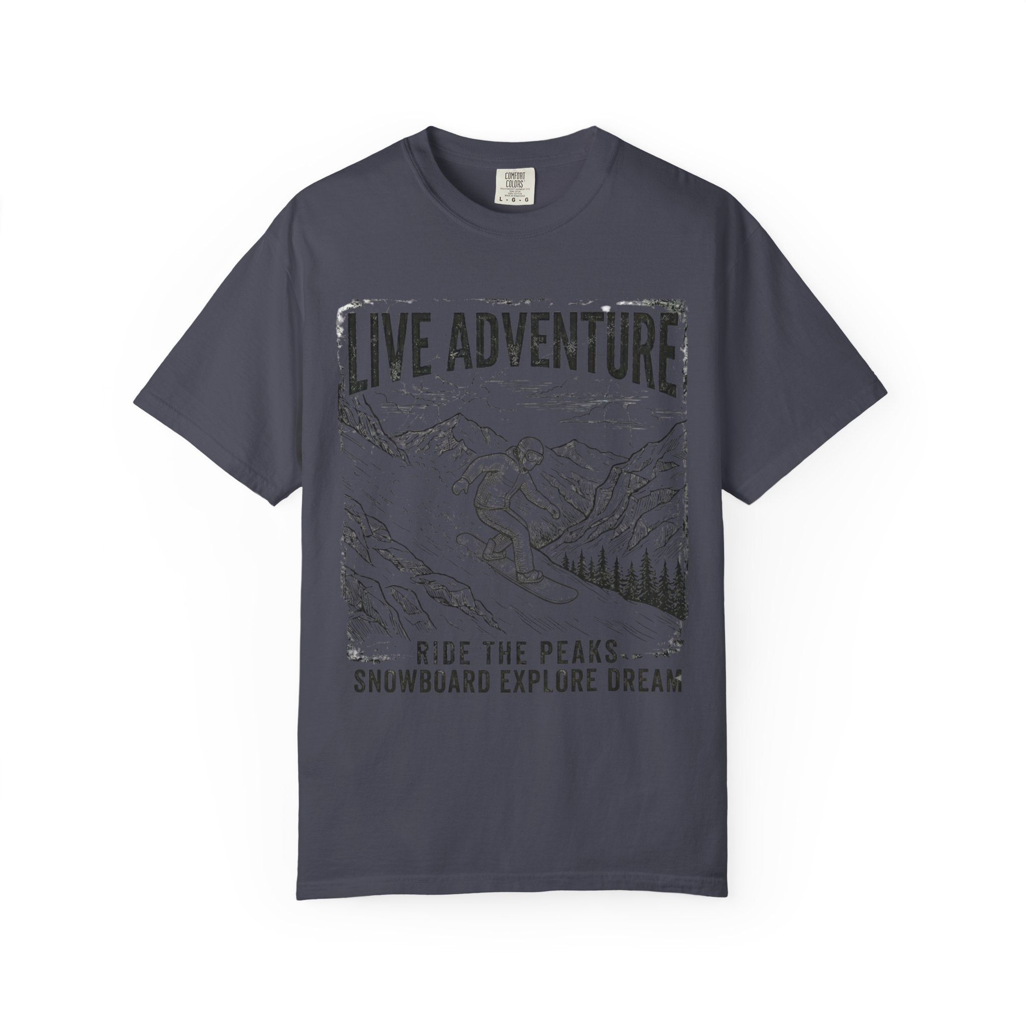 "Live Adventure - Snowboard" Unisex Garment-Dyed Tee