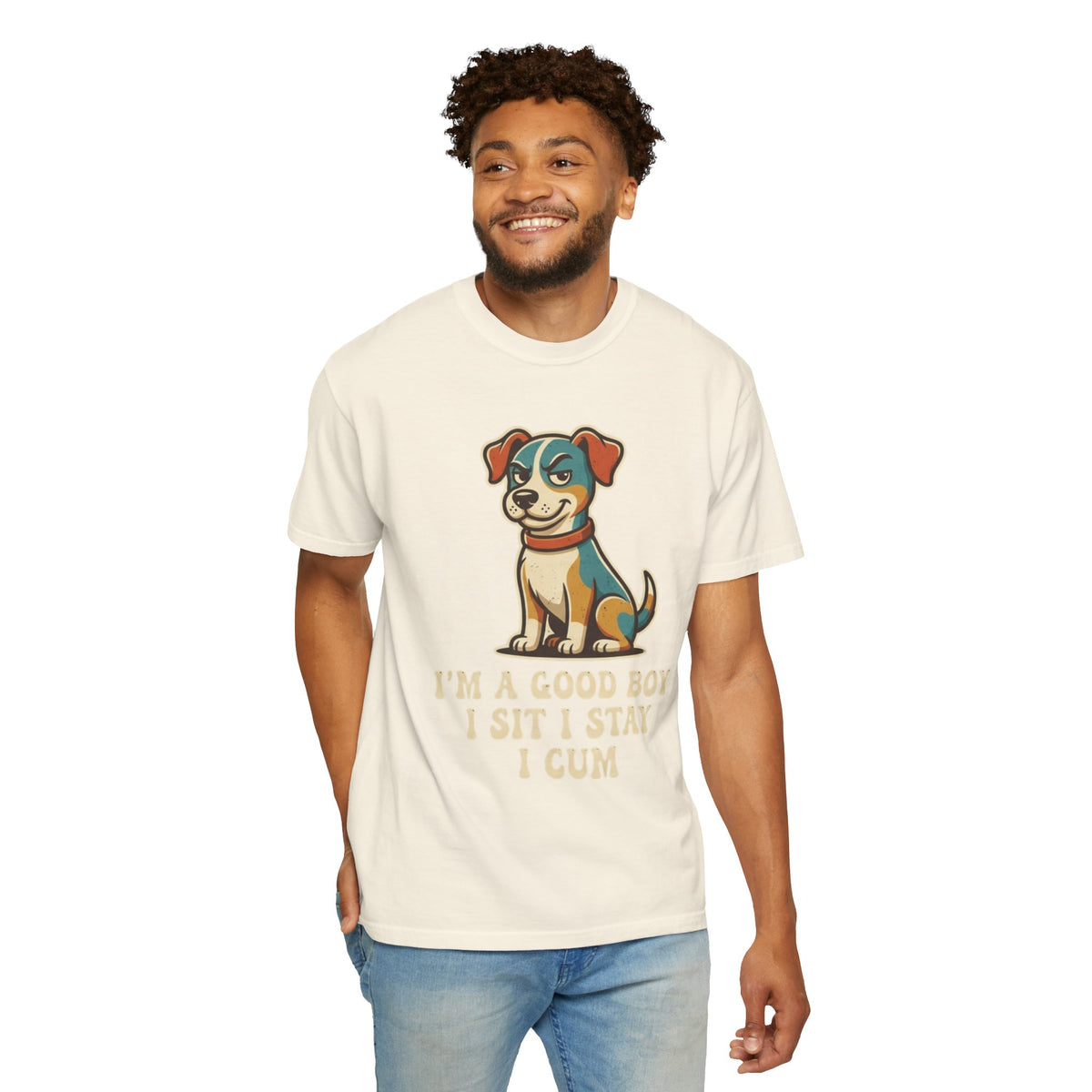 Color: Ivory | I'm A Good Boy Unisex Garment-Dyed Tee