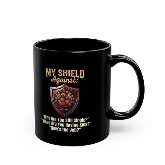 "My Thanksgiving Shield" Black Ceramic Mug