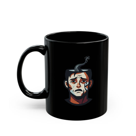 "Therapy Needed" Black Ceramic Mug — Graphic