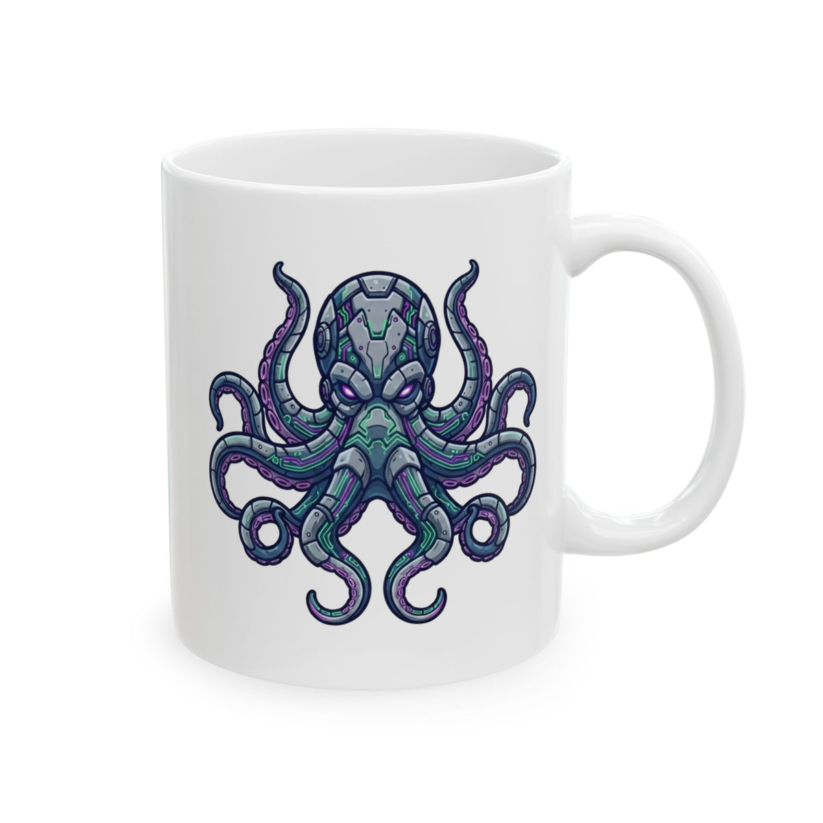 "Cyber Octopus" White Ceramic Mug