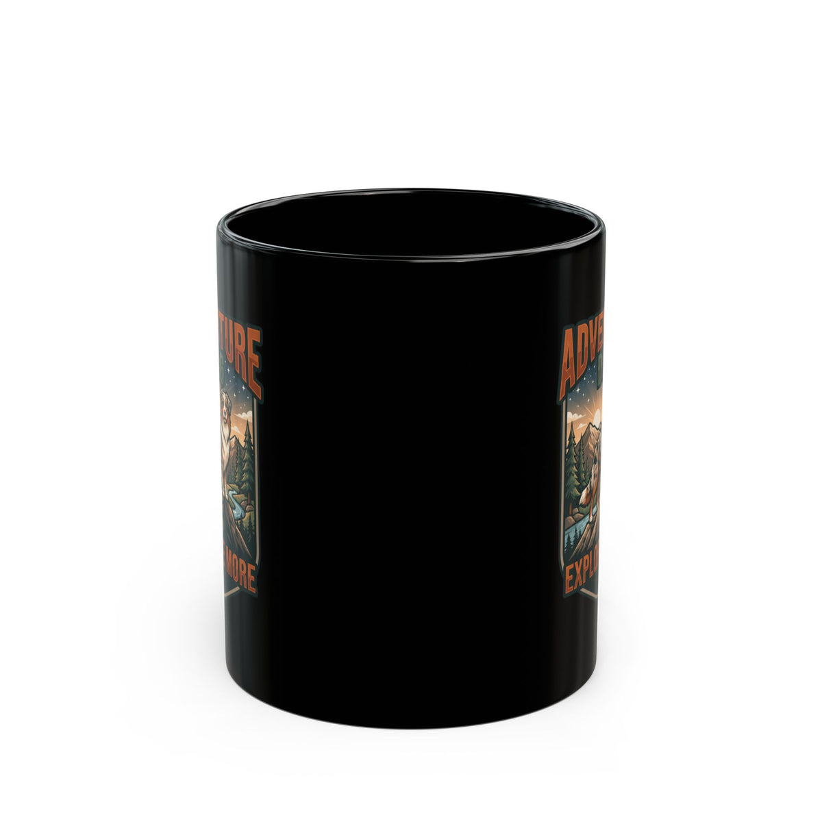 "Adventure Dog" Black Ceramic Mug