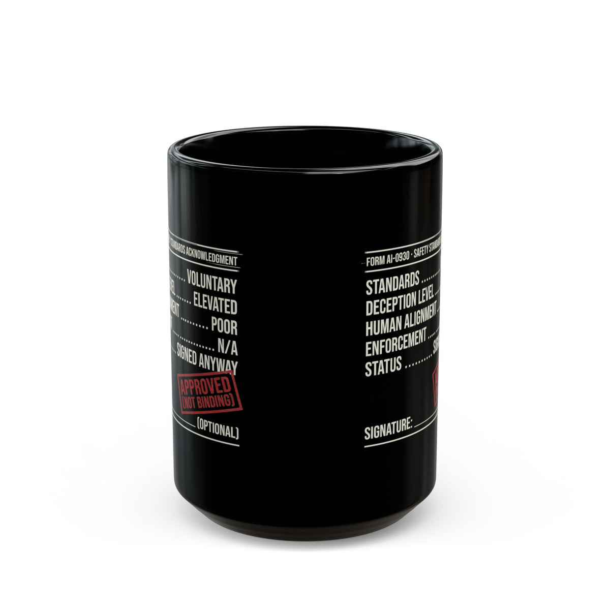 "Approved (Not Binding)" Black Ceramic Mug