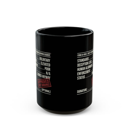 "Approved (Not Binding)" Black Ceramic Mug