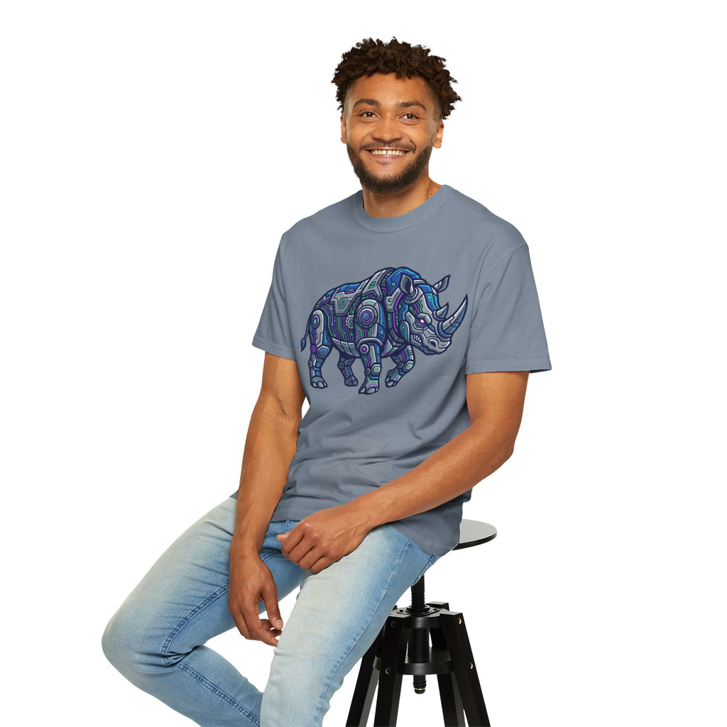 "Cyber Rhino" Unisex Garment-Dyed Tee