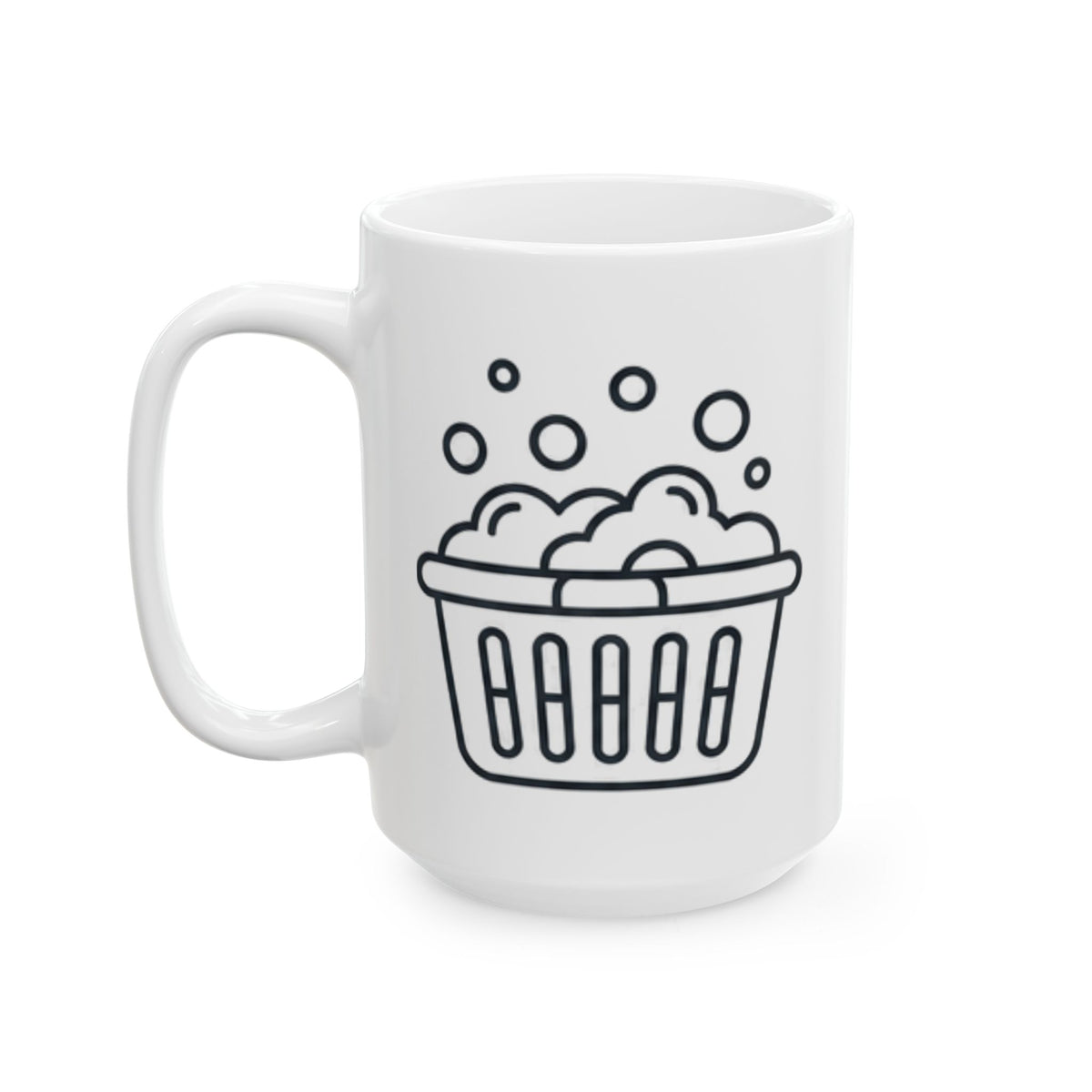 "Mental Health Day - Laundry Edition" White Ceramic Mug — Graphic