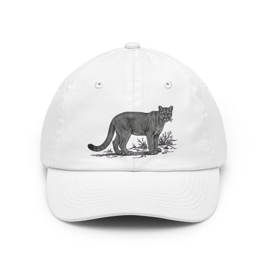 Color: White | Pencil Sketch Art Mountain Lion Dad Hat
