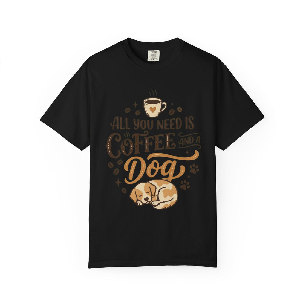 "Coffee and a Dog" Unisex Garment-Dyed Tee