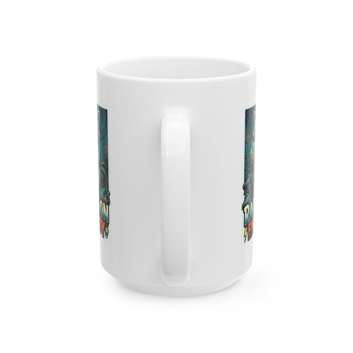 "Raccoon Energy" White Ceramic Mug