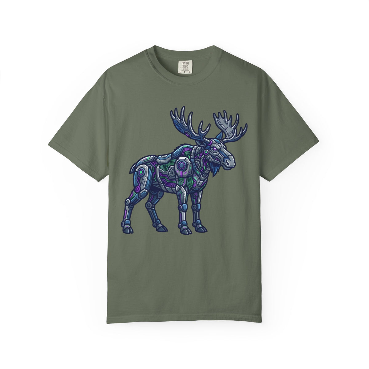 Color: Moss | Cyber Moose Unisex Garment-Dyed Tee