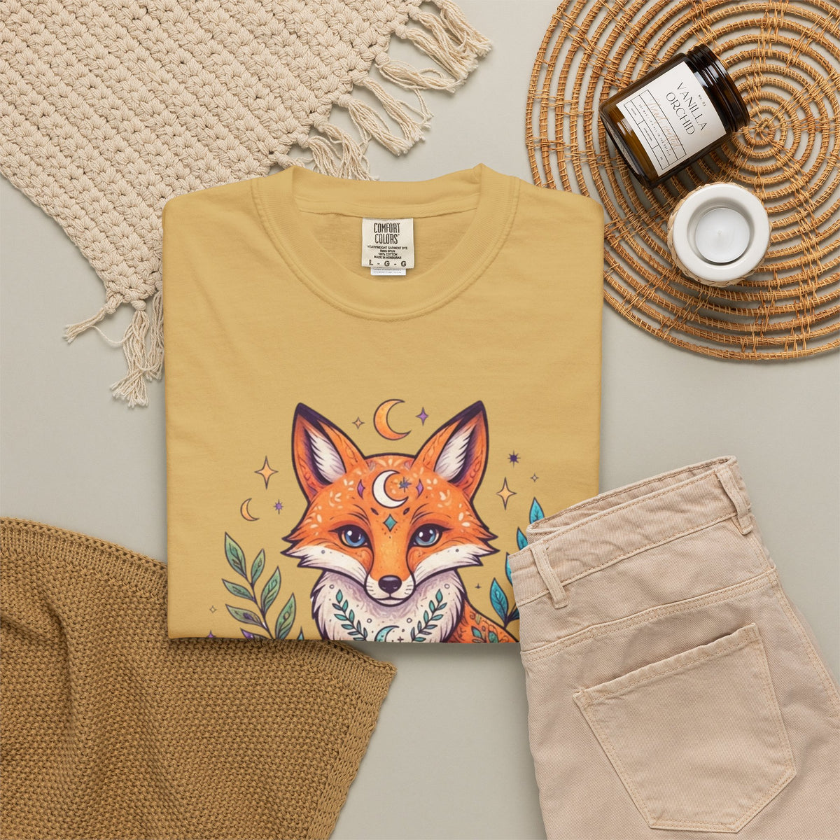 "Hippy Fox" Unisex Garment-Dyed Tee