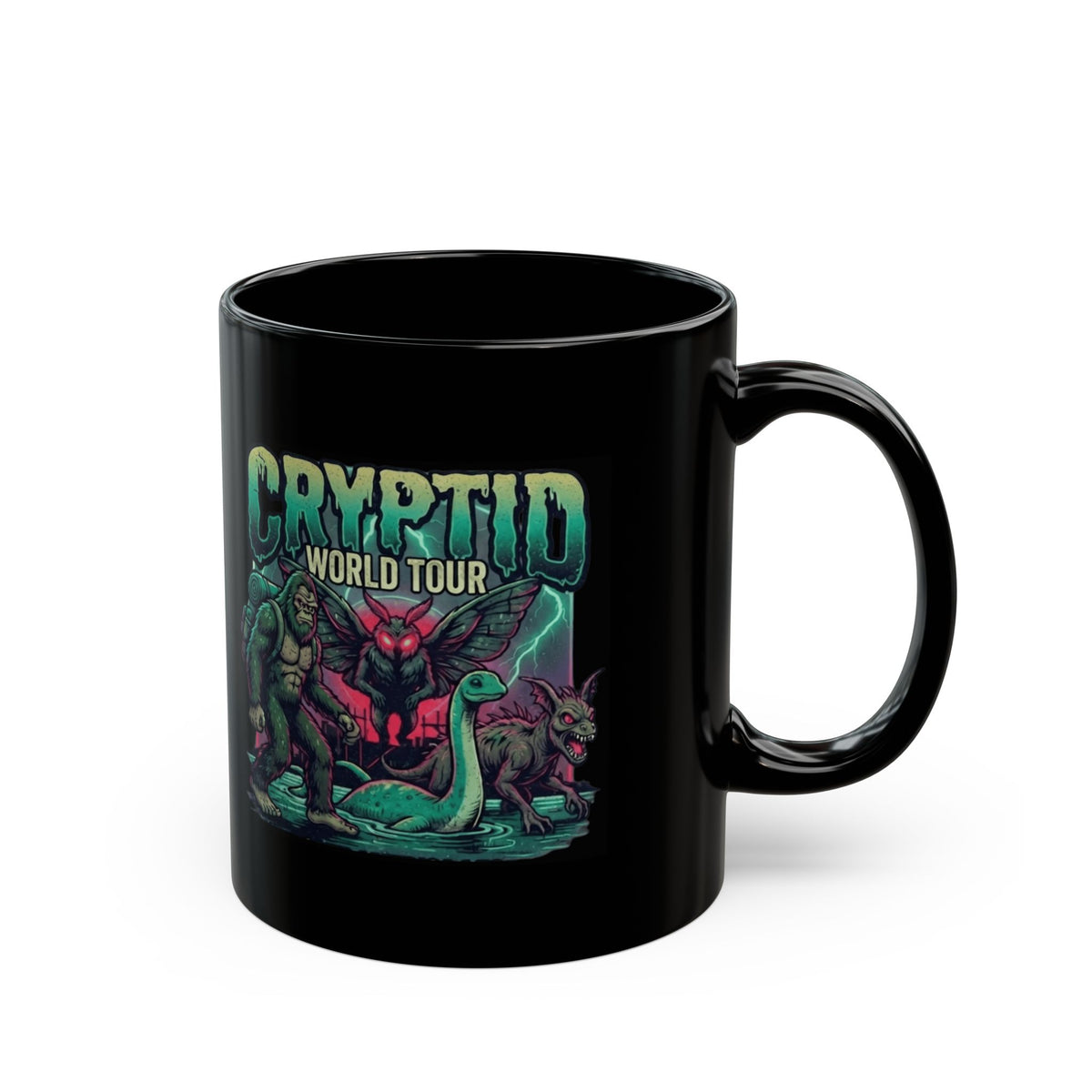"Puzizia (Global-Cryptid Mashup) Cryptid World Tour" Black Ceramic Mug