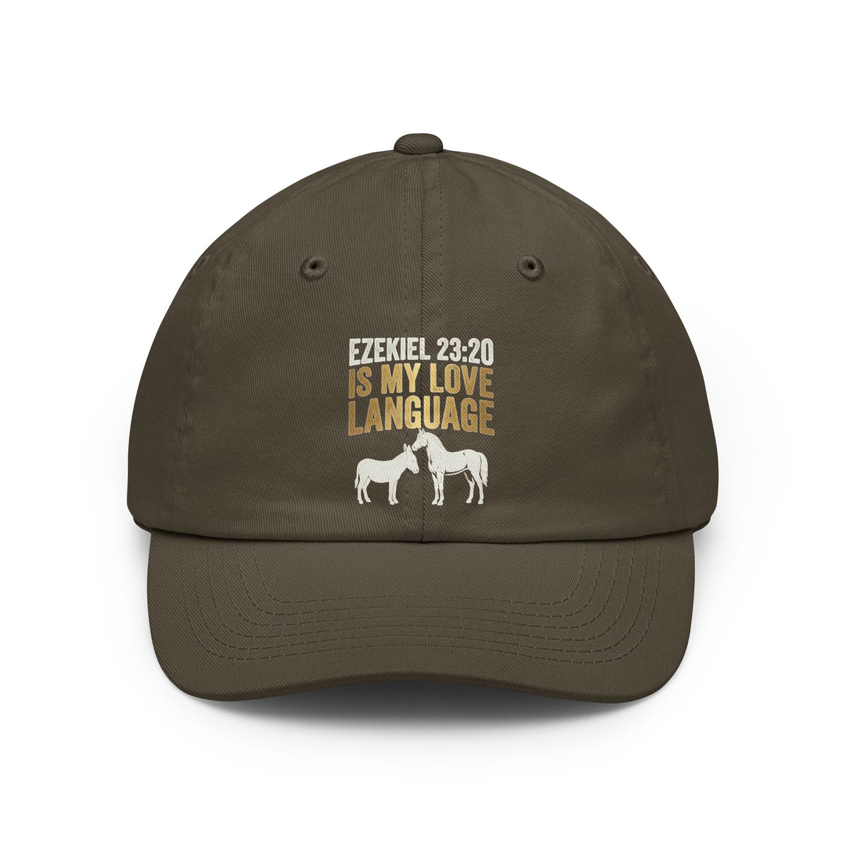 Color: Olive | Good Book Series Ezekiel 23 20 Love Language Dad Hat