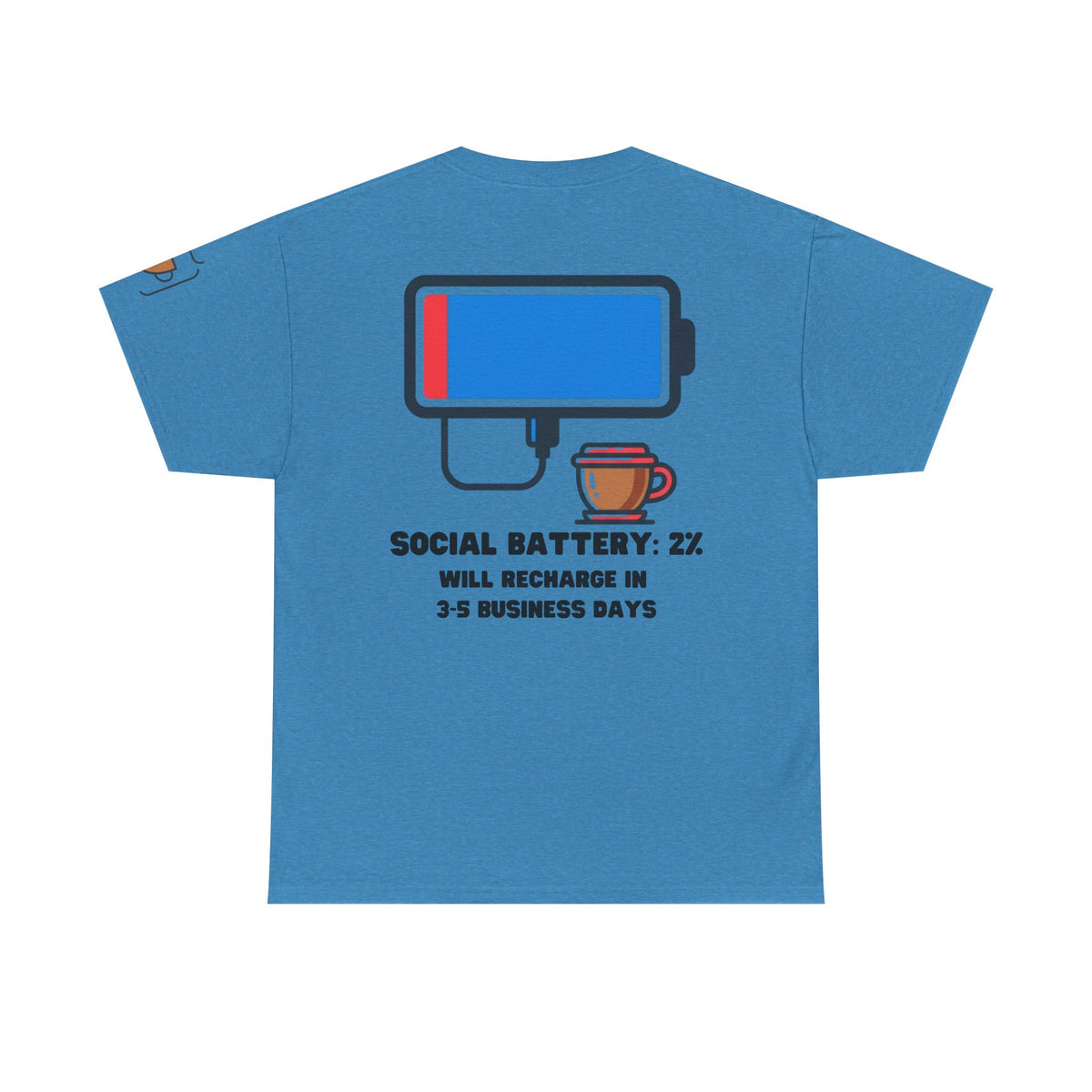 Color: Heather Sapphire | Social Battery Premium Graphic Tee
