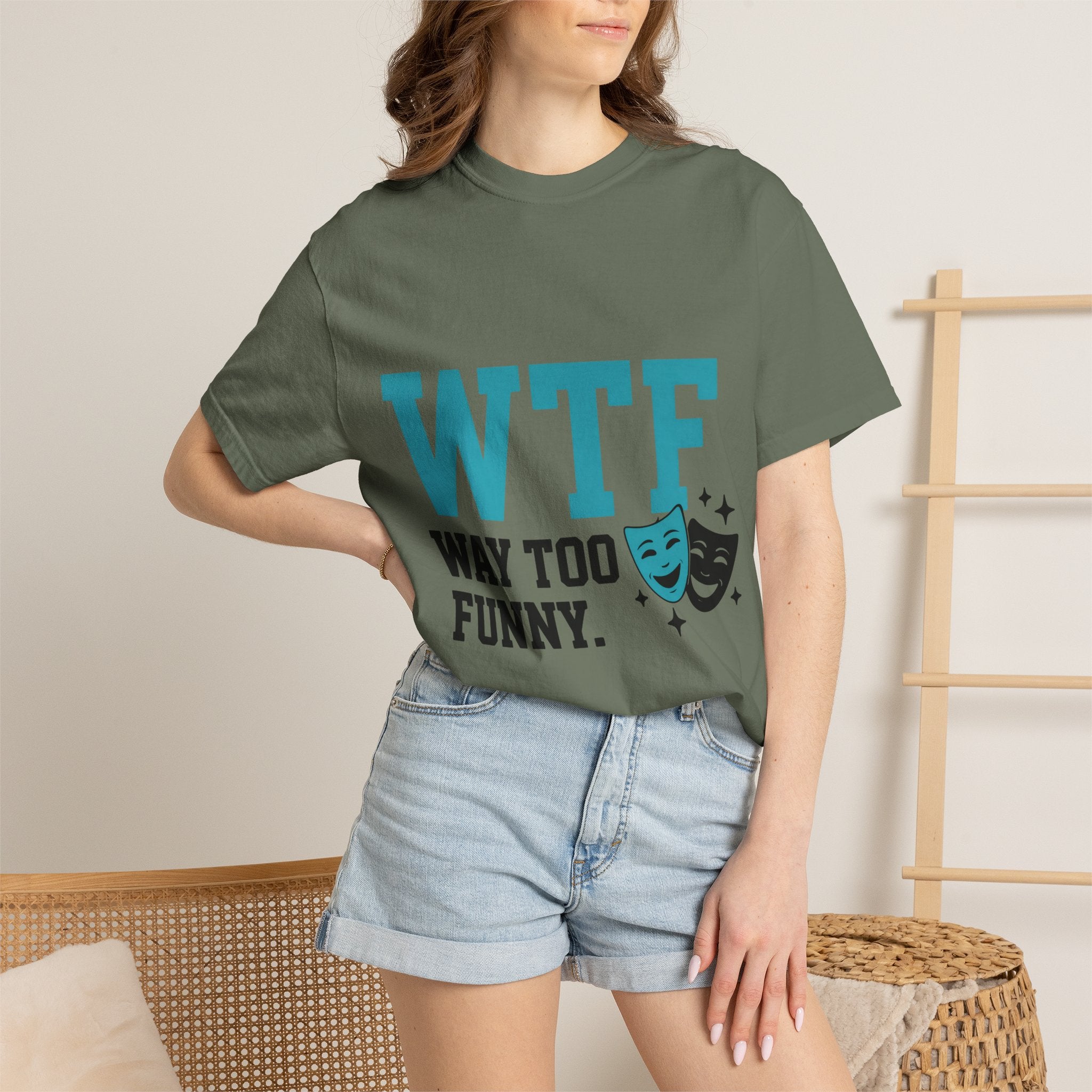 "WTF Way Too Funny - Black" Unisex Garment-Dyed T-shirt