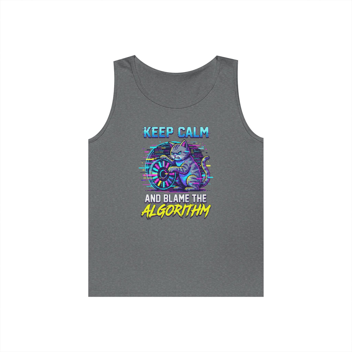 Color: Graphite Heather | Keep Calm And Blame The Algorithm Tank Top