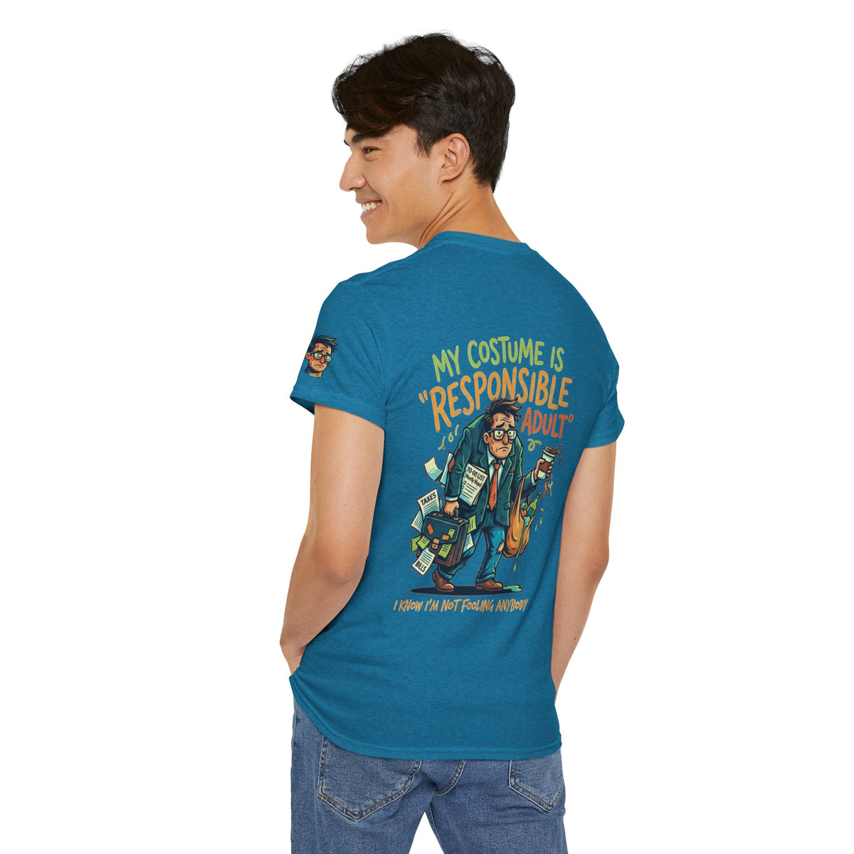 Color: Antique Sapphire | Responsible Adult Costume Premium Graphic Tee