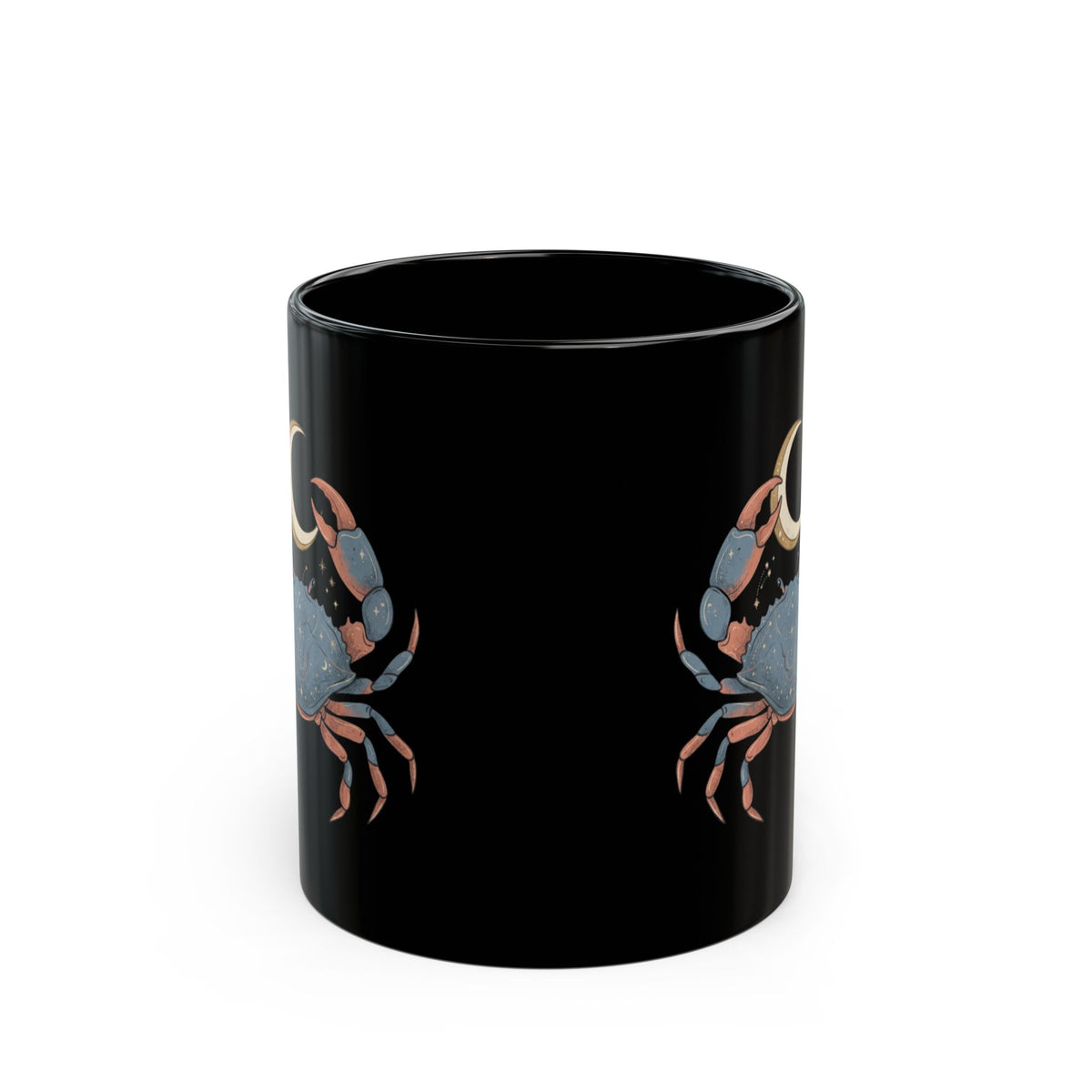 "Cancer The Moon Child Crab" Black Ceramic Mug