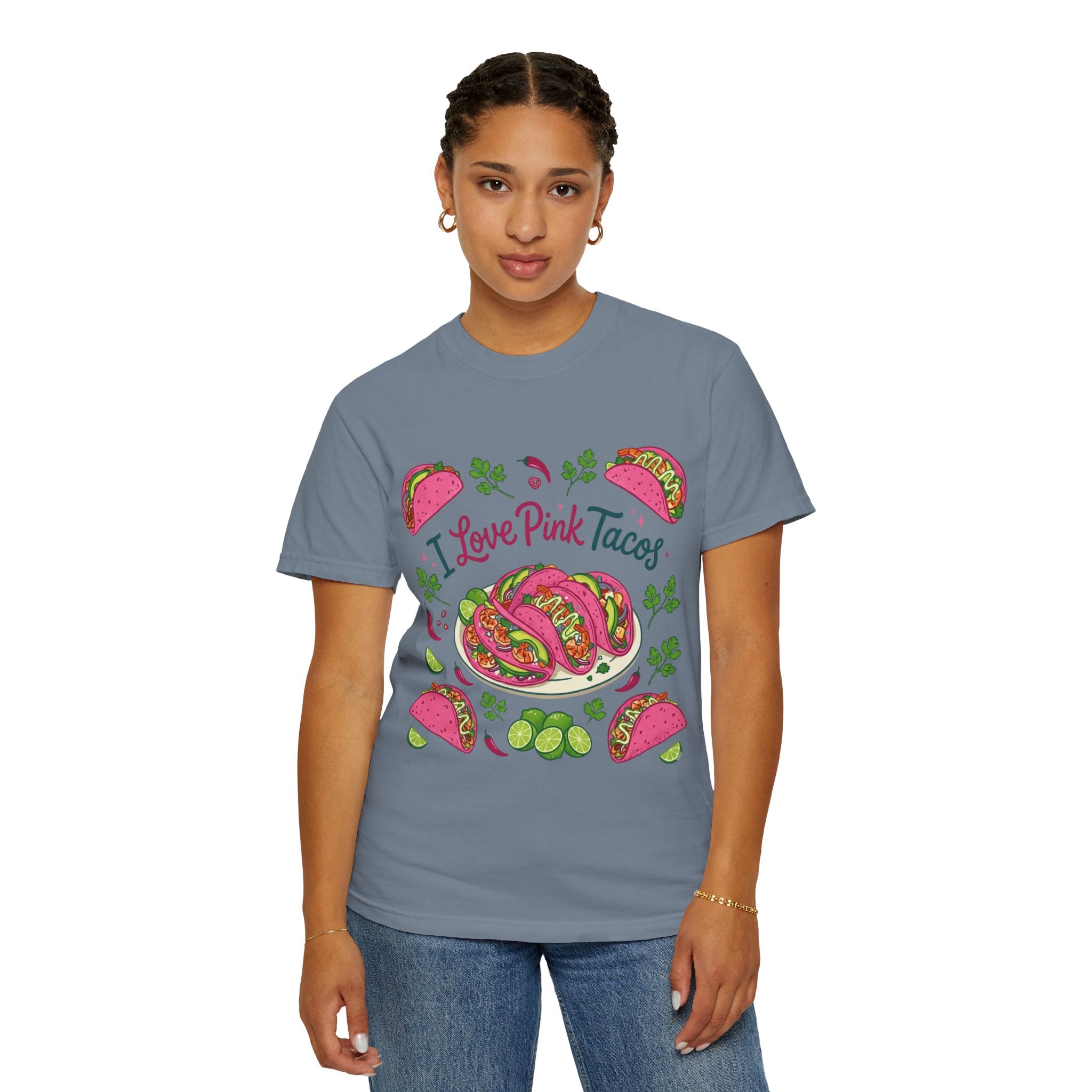 "I Love Pink Tacos" Unisex Garment-Dyed T-shirt
