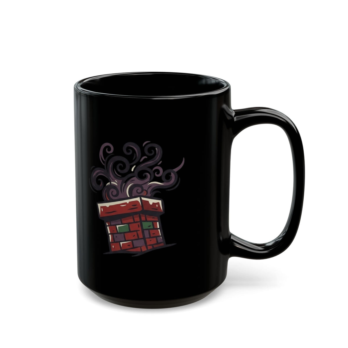 "Up On The Housetop Doing Naughty Stuff" Black Ceramic Mug — Graphic