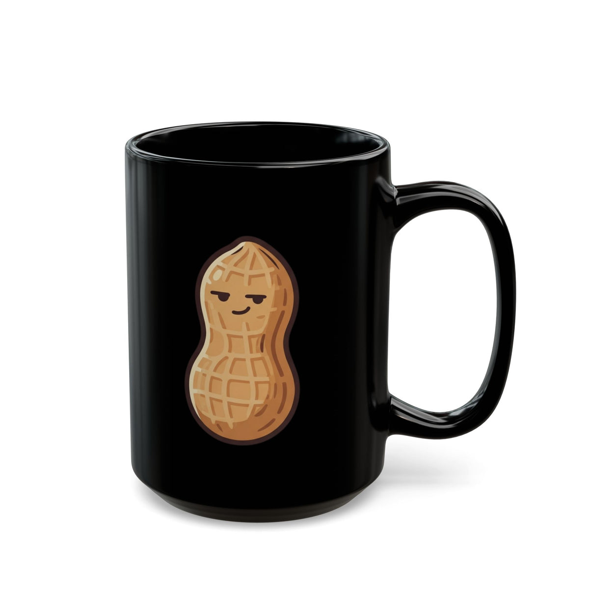 "Warning Contains Nuts" Black Ceramic Mug — Graphic