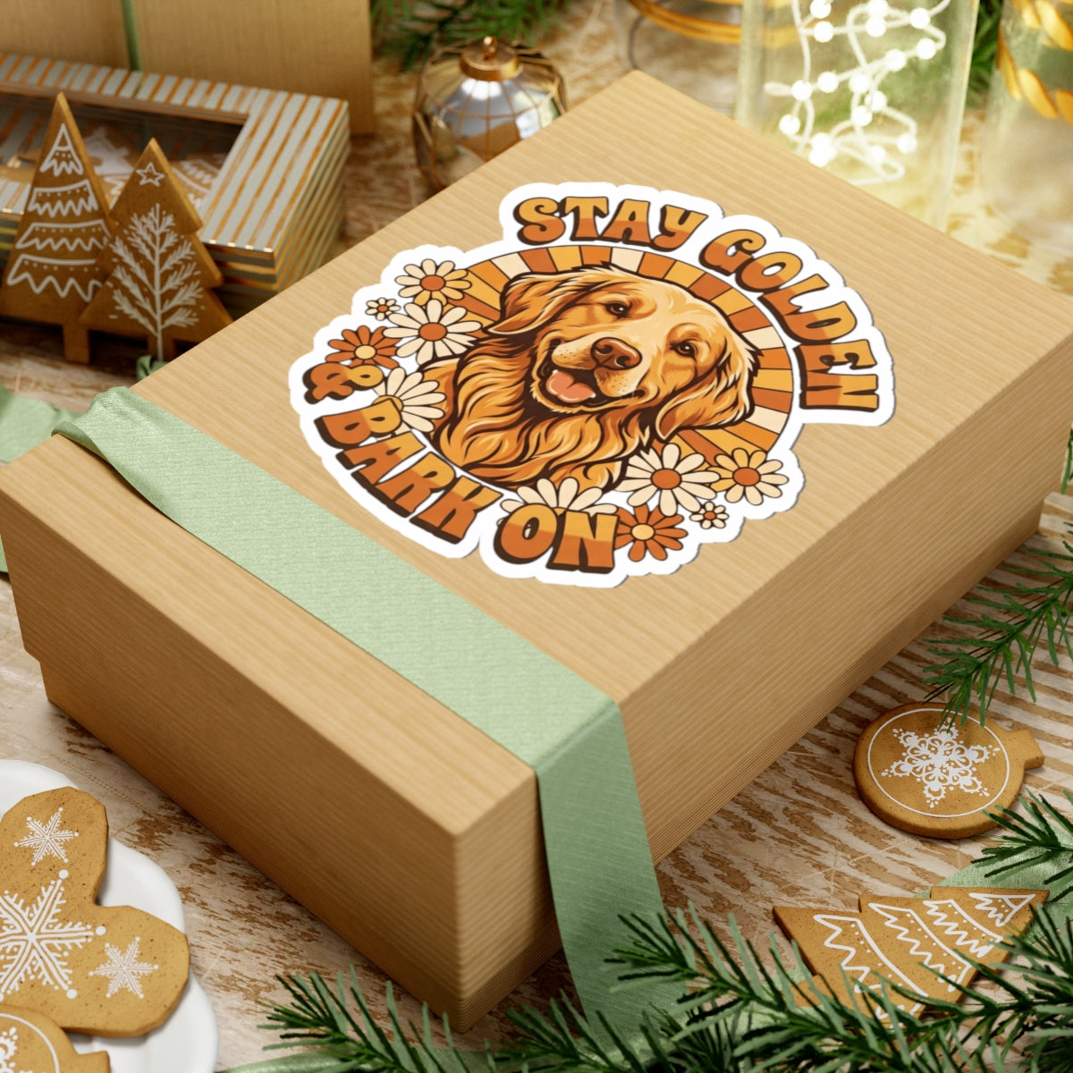 "Stay Golden & Bark On" Sticker — Main